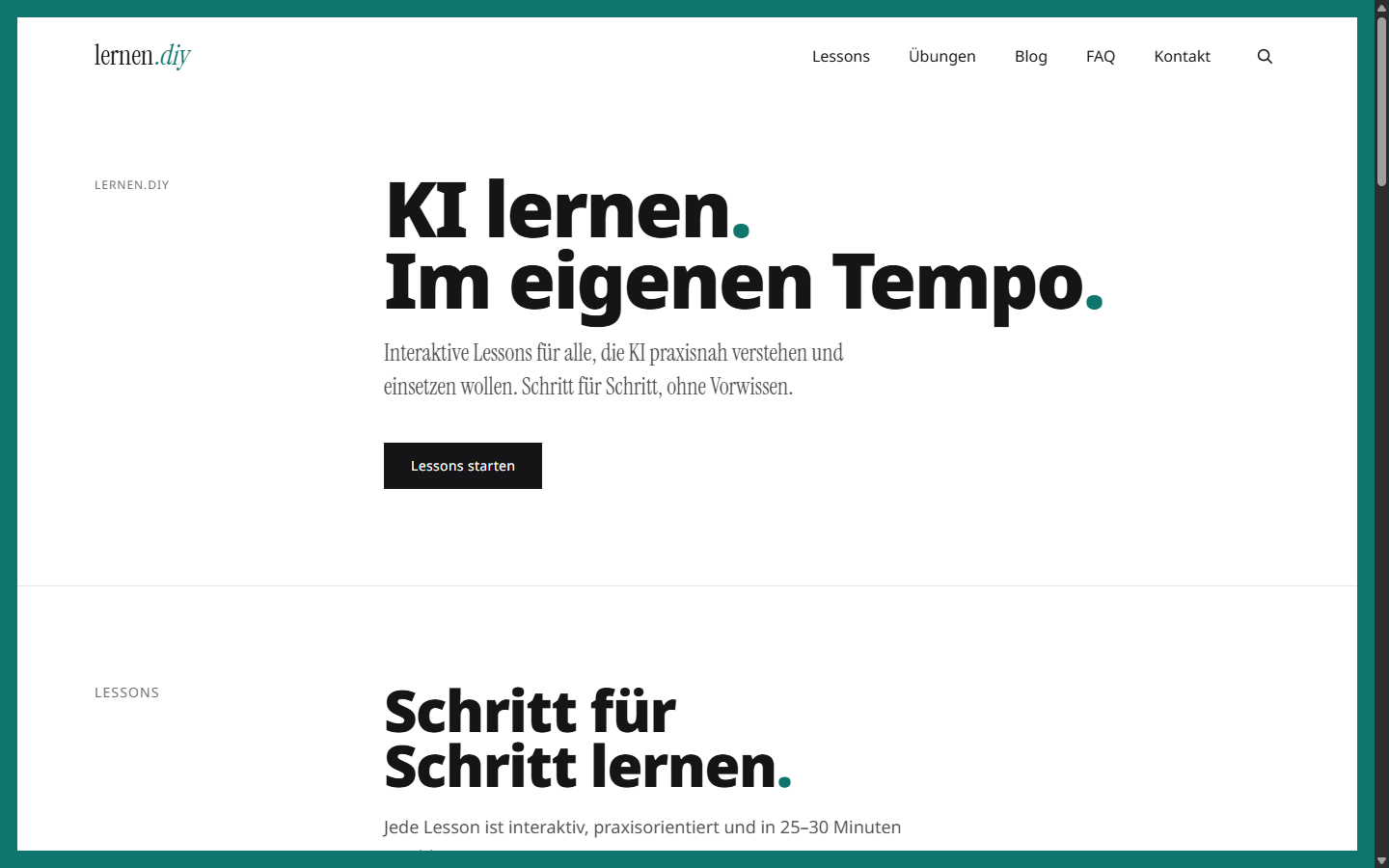 lernen.diy Startseite – Hero: KI lernen im eigenen Tempo