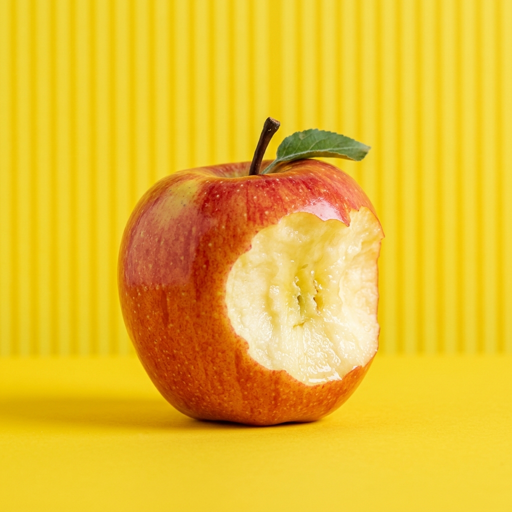 Frischer Apfel vor gelbem Hintergrund